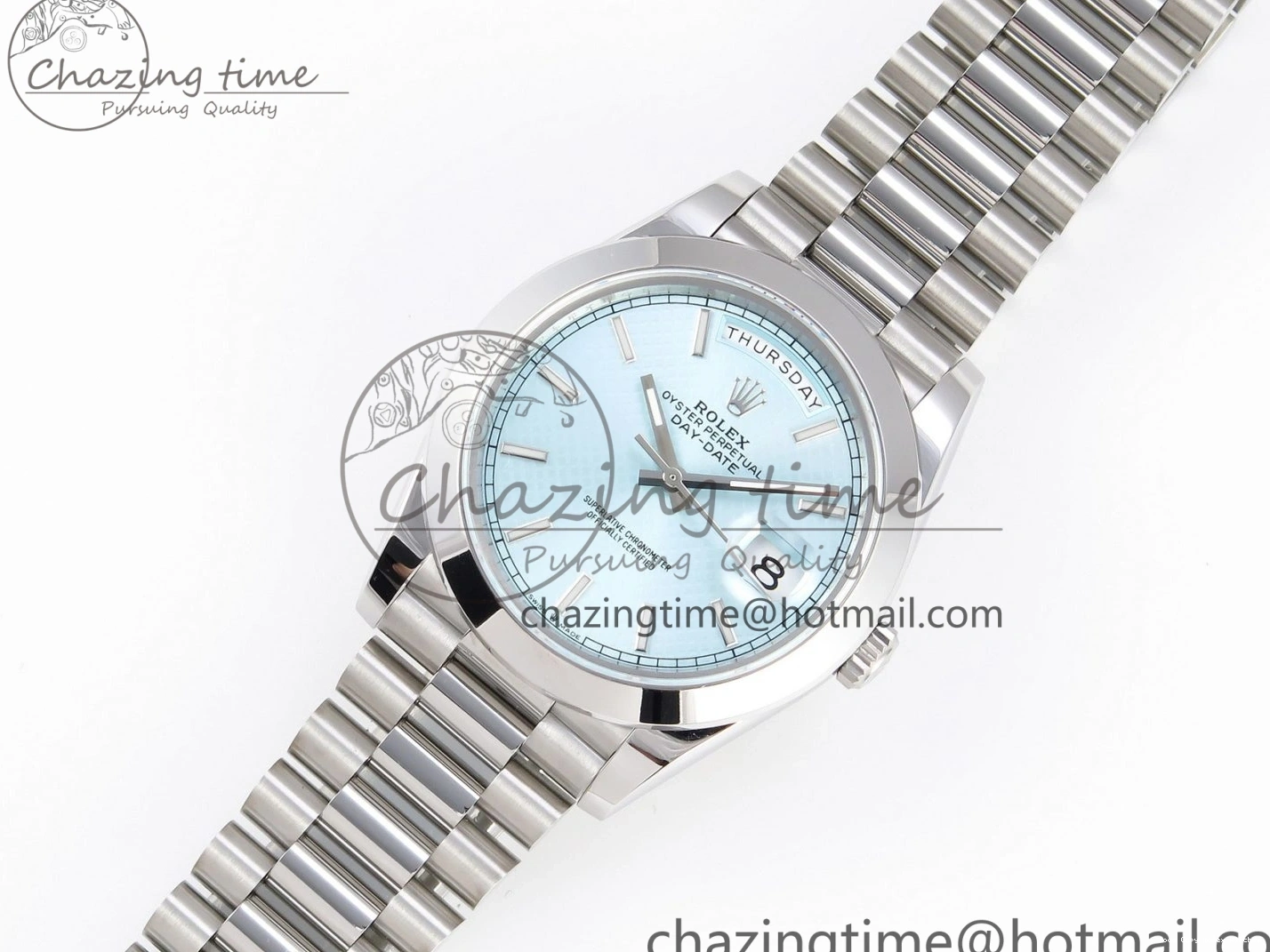 Good Copy Rolex Watches Stick Ice BP Day-Date A SS Dial 904 Bracelet 1876 New On Version Markers 40mm 228239 Blue ZipUp President Dial SS 0105